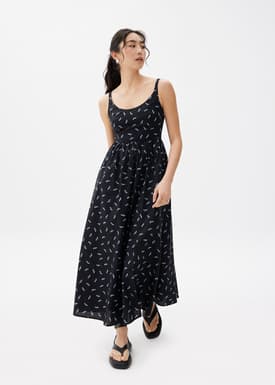 Floral Cotton Fit & Flare Midaxi Dress