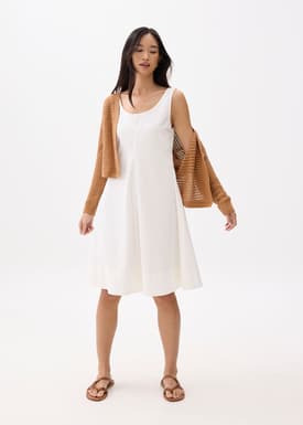 Cotton Scoop Neck Swing Midi Dress