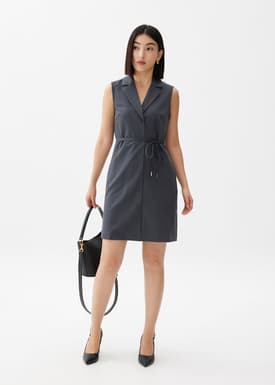 Tailored Collared Column Mini Dress