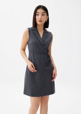Tailored Collared Column Mini Dress
