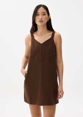 Cotton V-neck Shift Mini Dress