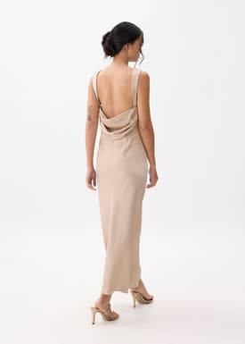 Satin Padded Drape Maxi Dress