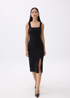 Textured Square Neck Bodycon Dress
