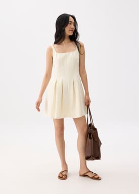 Square Neck Drop Waist Mini Dress