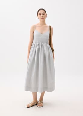 Smocked V-neck Fit & Flare Midaxi Dress