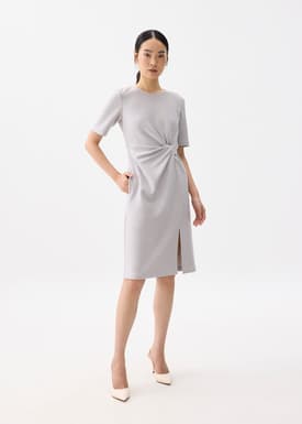 Front Twist Column Midi Dress