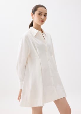 Flare Collared Mini Shirt Dress
