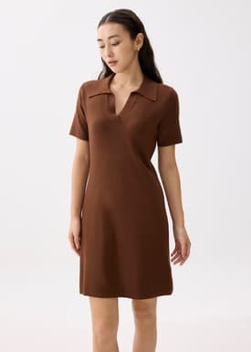 Collared Knit Shift Mini Dress