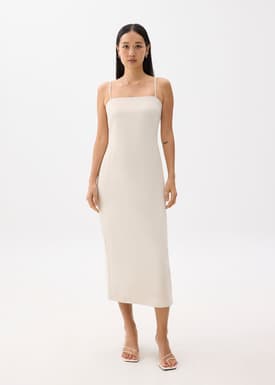 Straight Neck Slip Midi Dress