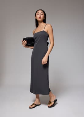 Straight Neck Slip Midi Dress