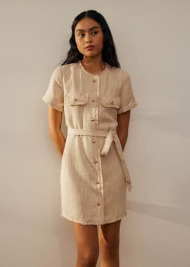 Round Neck Front Zip Mini Dress | Love, Bonito SG