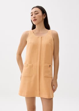 Tweed Scoop Neck Shift Mini Dress