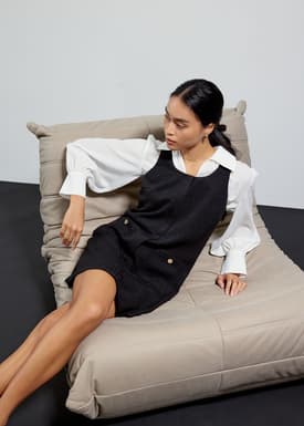 Tweed Scoop Neck Shift Mini Dress