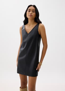 Reversible Vegan Leather Shift Mini Dress