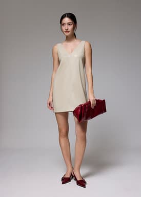 Reversible Vegan Leather Shift Mini Dress