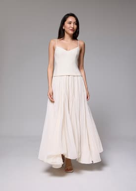 Pleated V-neck Fit & Flare Maxi Dress