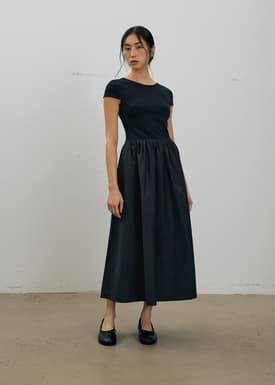 Round Neck Fit & Flare Midaxi Dress