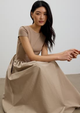 Round Neck Fit & Flare Midaxi Dress
