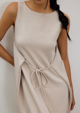 Neoprene Boat Neck Shift Midaxi Dress