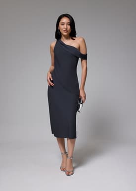 Asymmetric Bias Cut Midaxi Dress