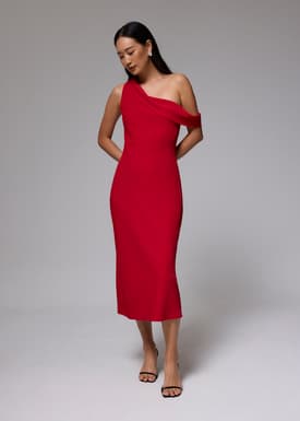 Asymmetric Bias Cut Midaxi Dress