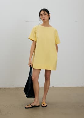 Boxy Boat Neck Mini Dress