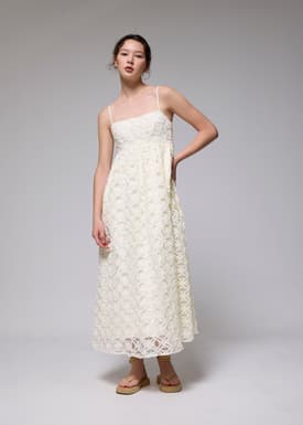 Lace Square Neck Fit & Flare Maxi Dress