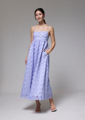 Lace Square Neck Fit & Flare Maxi Dress