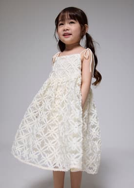 Kids' Lace Straight Neck Fit & Flare Mini Dress