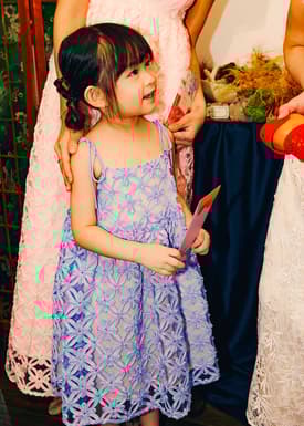 Kids' Lace Straight Neck Fit & Flare Mini Dress