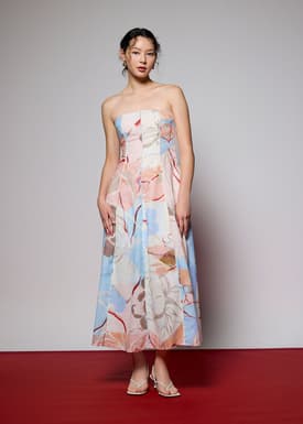 Padded Tube Maxi Dress in Tossed Blooms