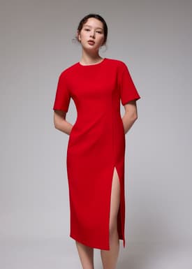 Round Neck Column Midaxi Dress