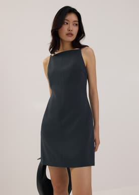 Boat Neck Shift Mini Dress