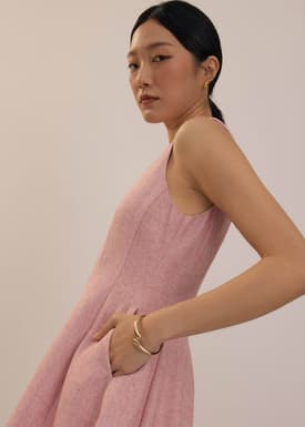 Tweed Round Neck Fit & Flare Mini Dress