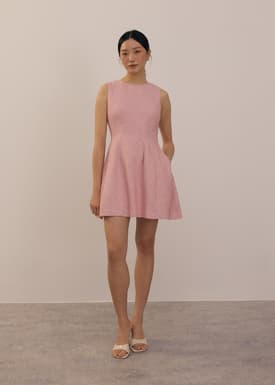 Tweed Round Neck Fit & Flare Mini Dress