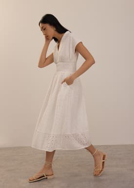 Broderie Fit & Flare Midi Dress