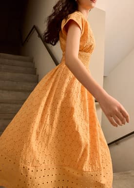 Broderie Fit & Flare Midi Dress