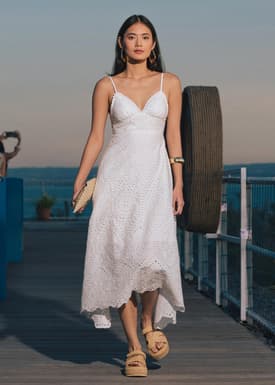 Padded Fit & Flare Dress in Soft Breeze Broderie