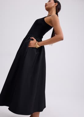 Scoop Neck Drop Waist Midaxi Dress