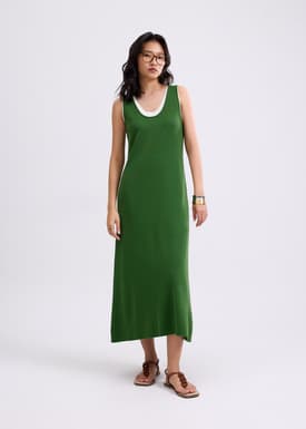 Layered Knit Scoop Neck A-line Midaxi Dress