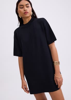 Knit Round Neck Shift Mini Dress