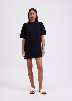 Knit Round Neck Shift Mini Dress