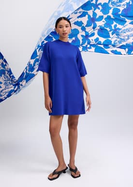 Knit Round Neck Shift Mini Dress