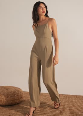 Padded Cut Out Straight Neck Jumpsuit