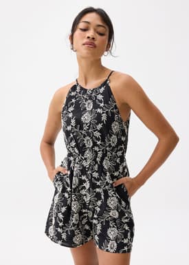 Floral Broderie Round Neck Romper