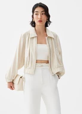 Viscose Relaxed Bomber Jacket