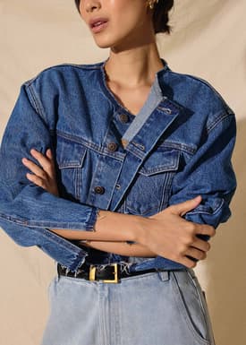 Cropped Fray Denim Jacket