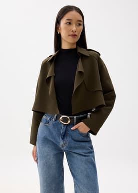 RuchedReady® Collared Boxy Crop Jacket