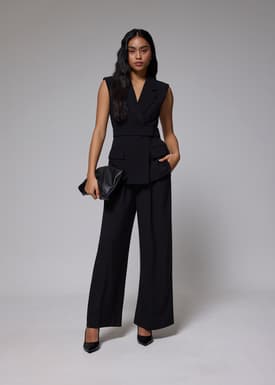 Belted Collared Front Wrap Vest