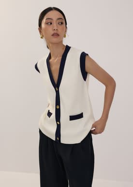 Relaxed Contrast Knit Vest